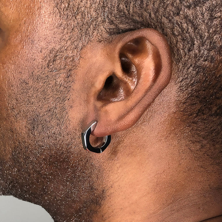 Hexagon Hoop Earring in Stainless Steel