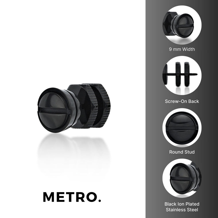 Stud Stud Earring in Black Ion Plated Stainless Steel