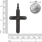 Men's Ebony Wood Cross Pendant in Black Ion-Plated Stainless Steel