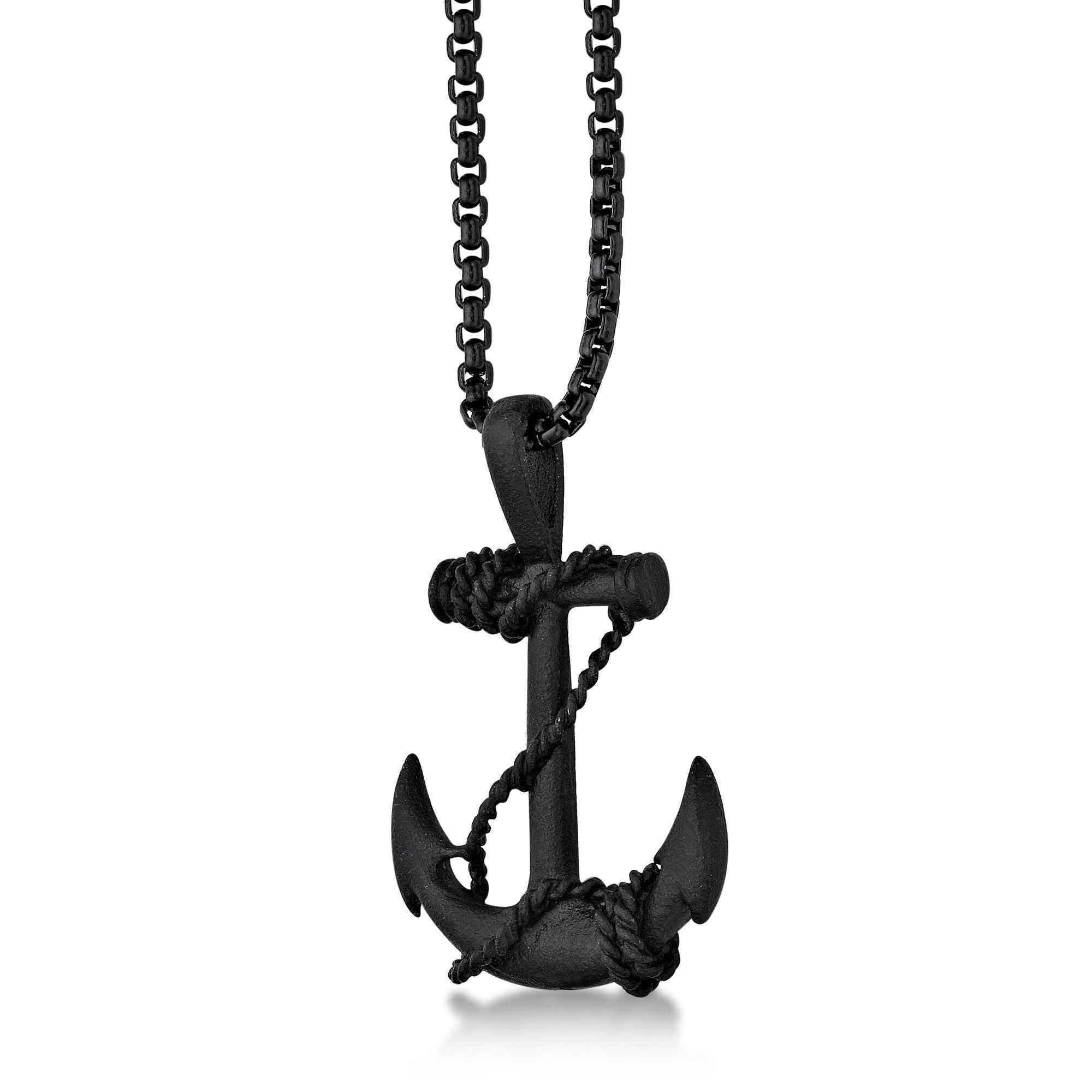 Anchor Pendant in Black Ion-Plated Stainless Steel