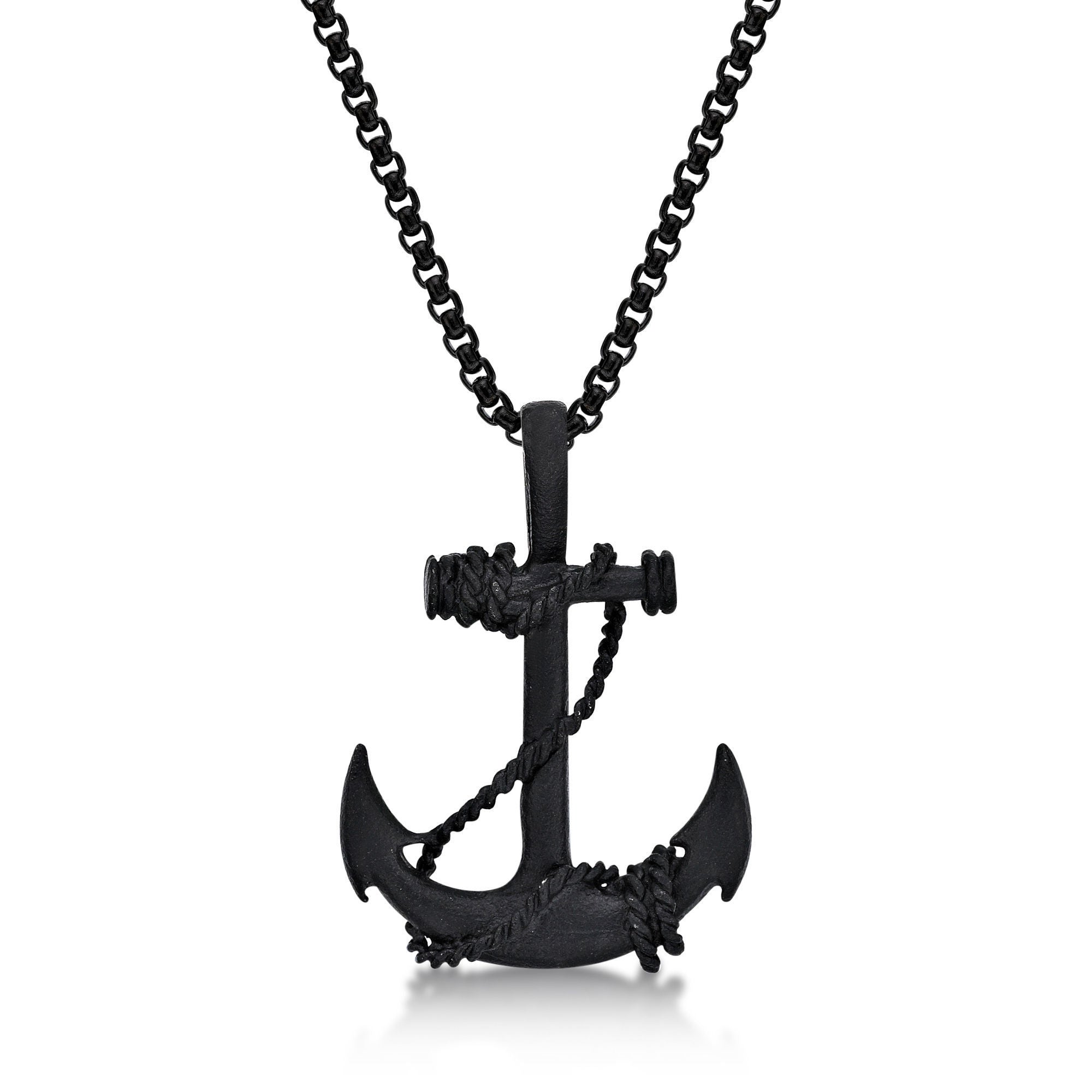Anchor Pendant in Black Ion-Plated Stainless Steel