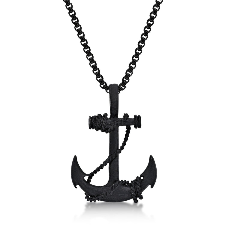 Anchor Pendant in Black Ion-Plated Stainless Steel