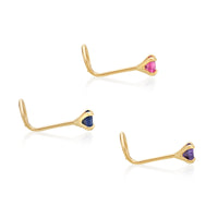 14K Gold Screw Cubic Zirconia Nose Ring Set - 22G