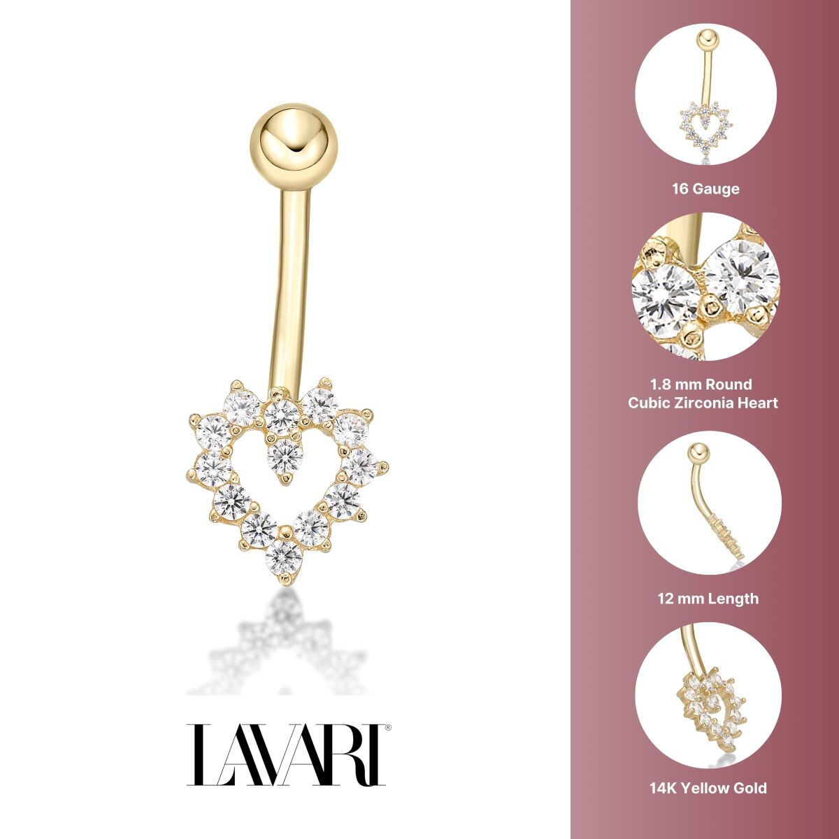 Heart Belly Ring - 16G