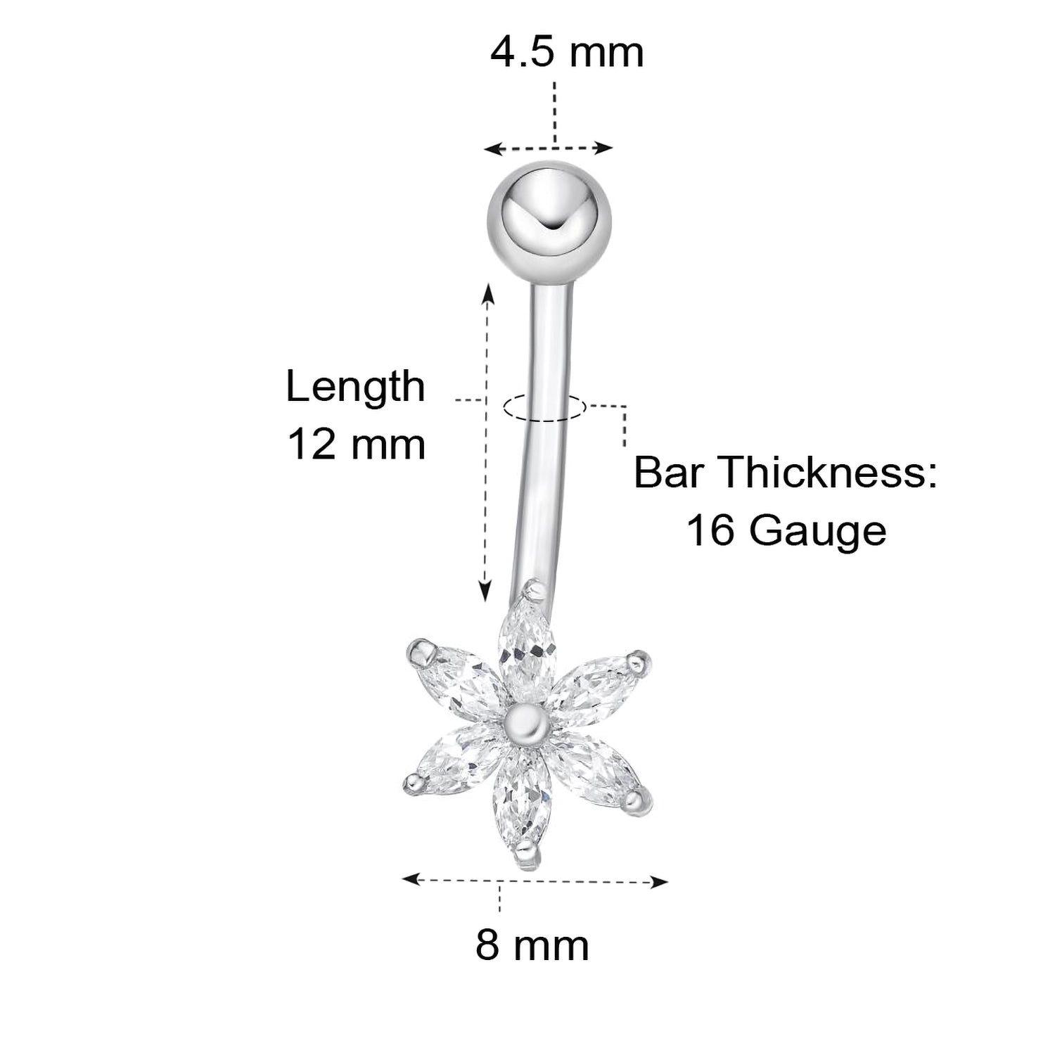 Flower Belly Ring - 16G