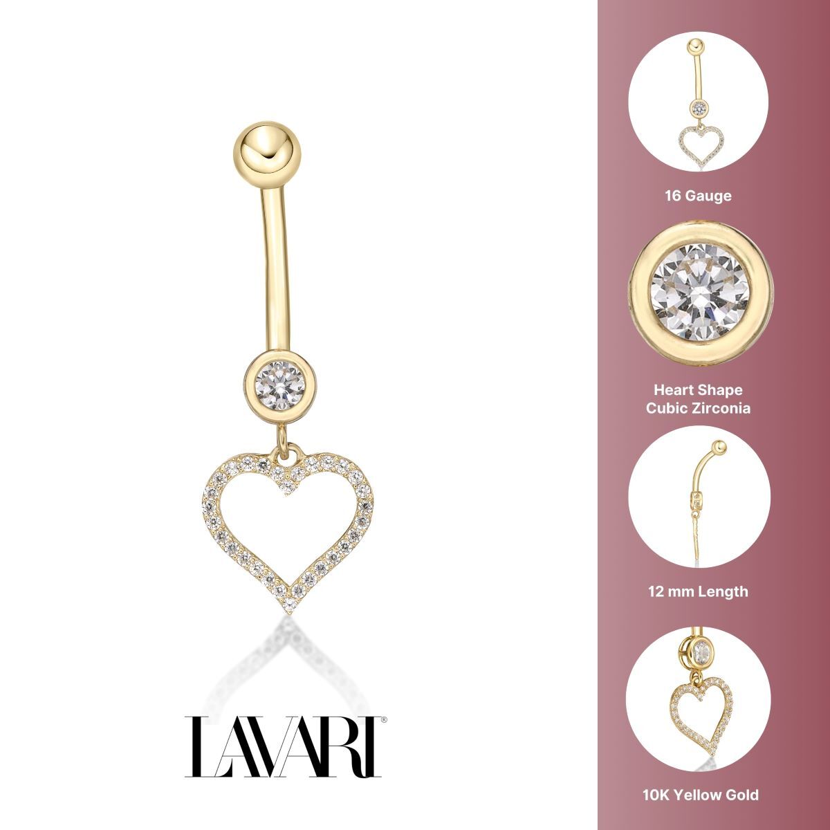 Open Heart Belly Ring - 16G