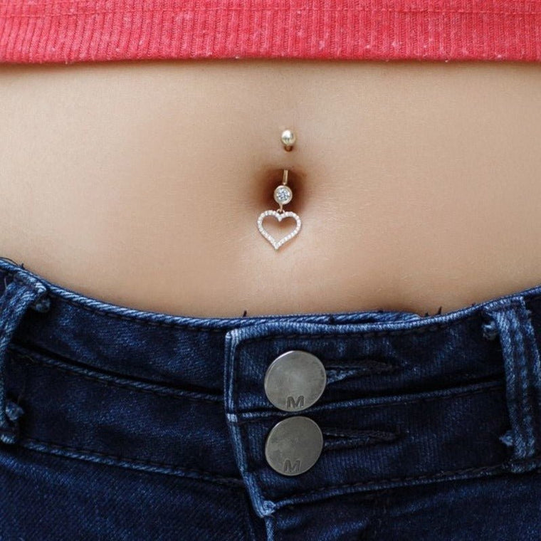Open Heart Belly Ring - 16G