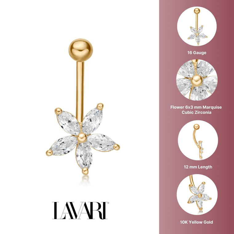 Flower Belly Ring - 16G