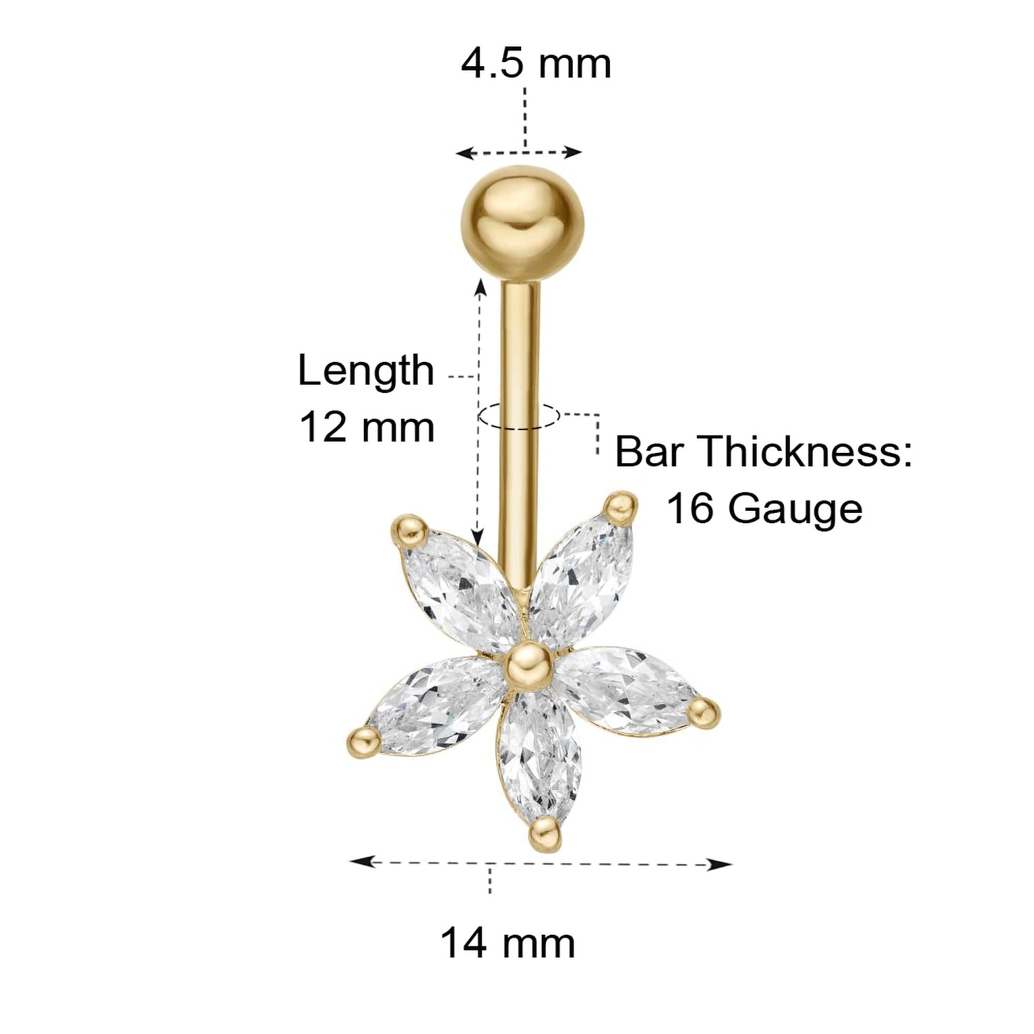 Flower Belly Ring - 16G