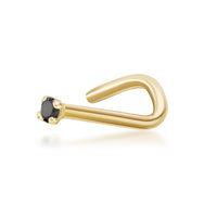 14K Gold Screw Black Diamond Nose Ring - 22G