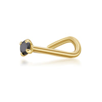 14K Gold Screw Black Diamond Nose Ring - 22G