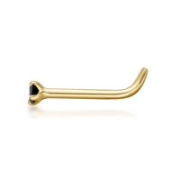 14K Gold Screw Black Diamond Nose Ring - 22G