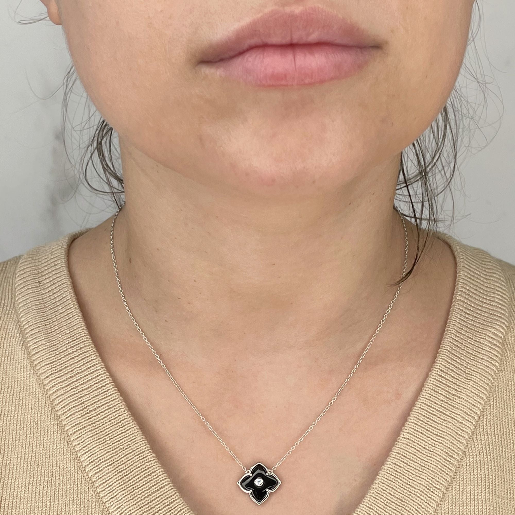 Flora Noir Black Onyx Flower Pendant