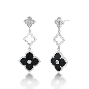 Flora Grand Triple Flower Cubic Zirconia Drop Earrings