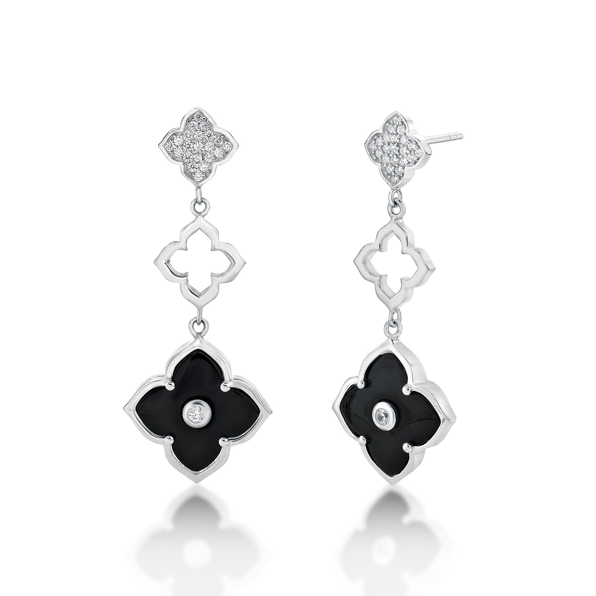Flora Grand Triple Flower Cubic Zirconia Drop Earrings