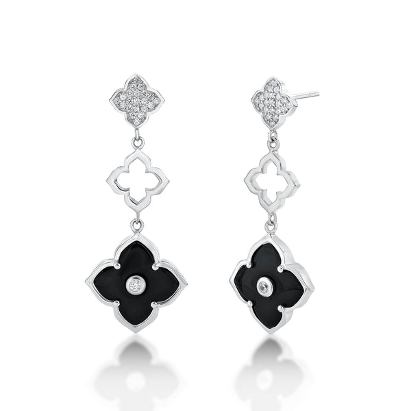 Flora Grand Triple Flower Cubic Zirconia Drop Earrings