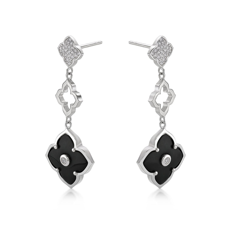 Flora Grand Triple Flower Cubic Zirconia Drop Earrings
