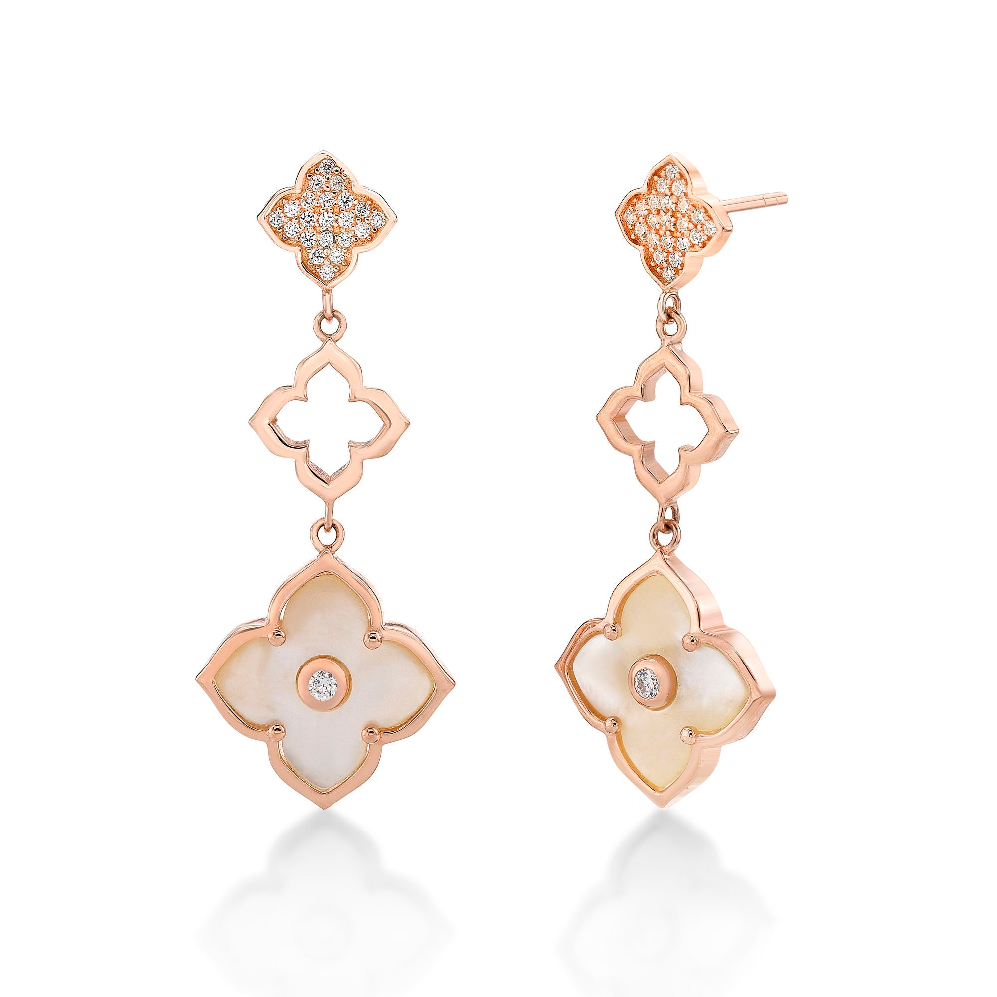 Flora Grand Triple Flower Cubic Zirconia Drop Earrings