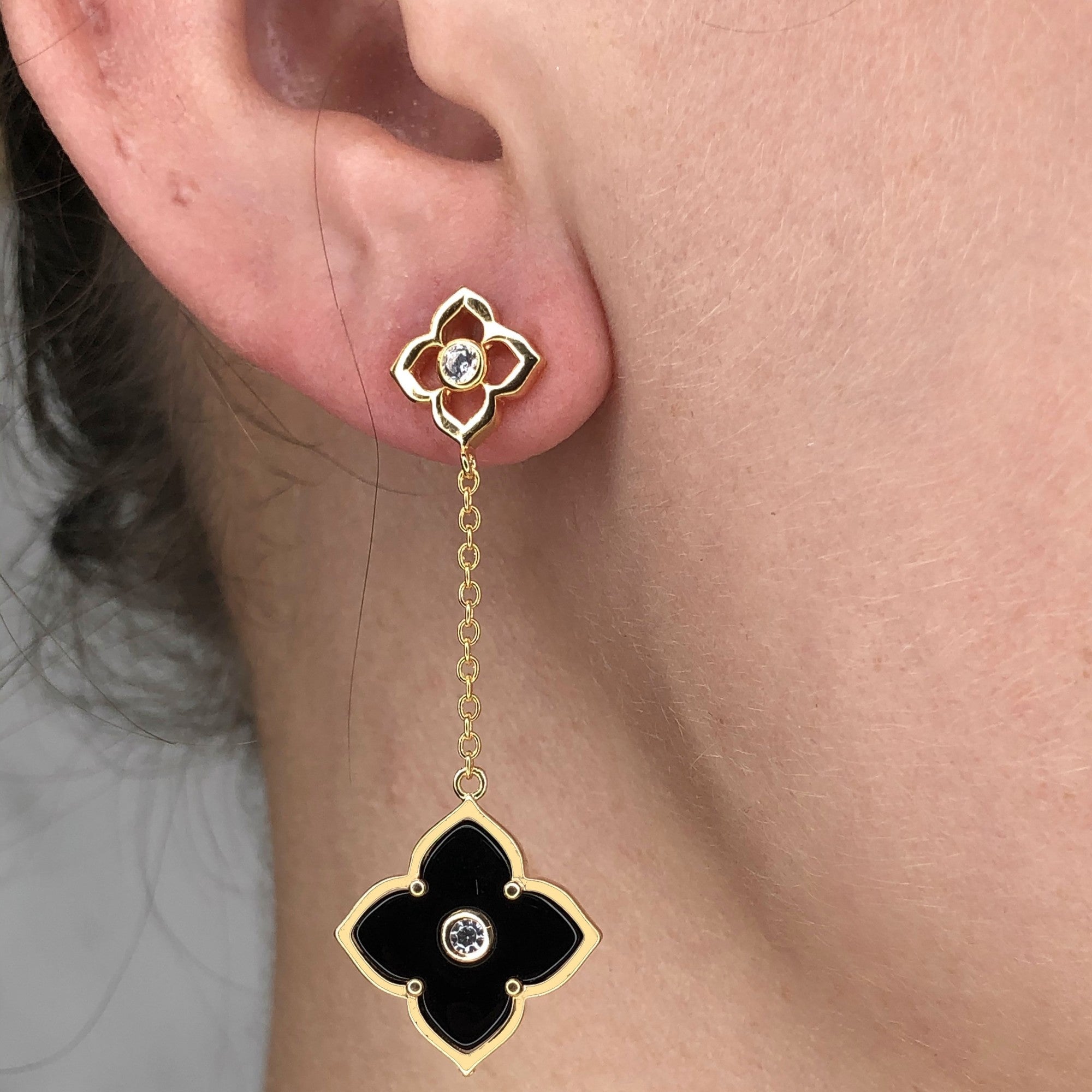 Flora Grand Double Flower Drop Earrings