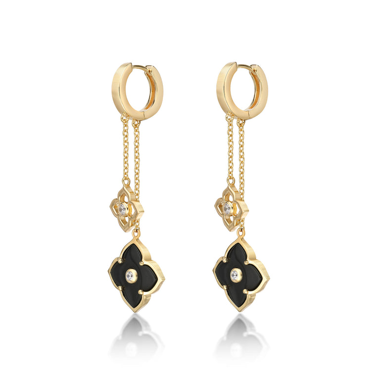 Flora Grand Double Flower Drop Huggie Earrings