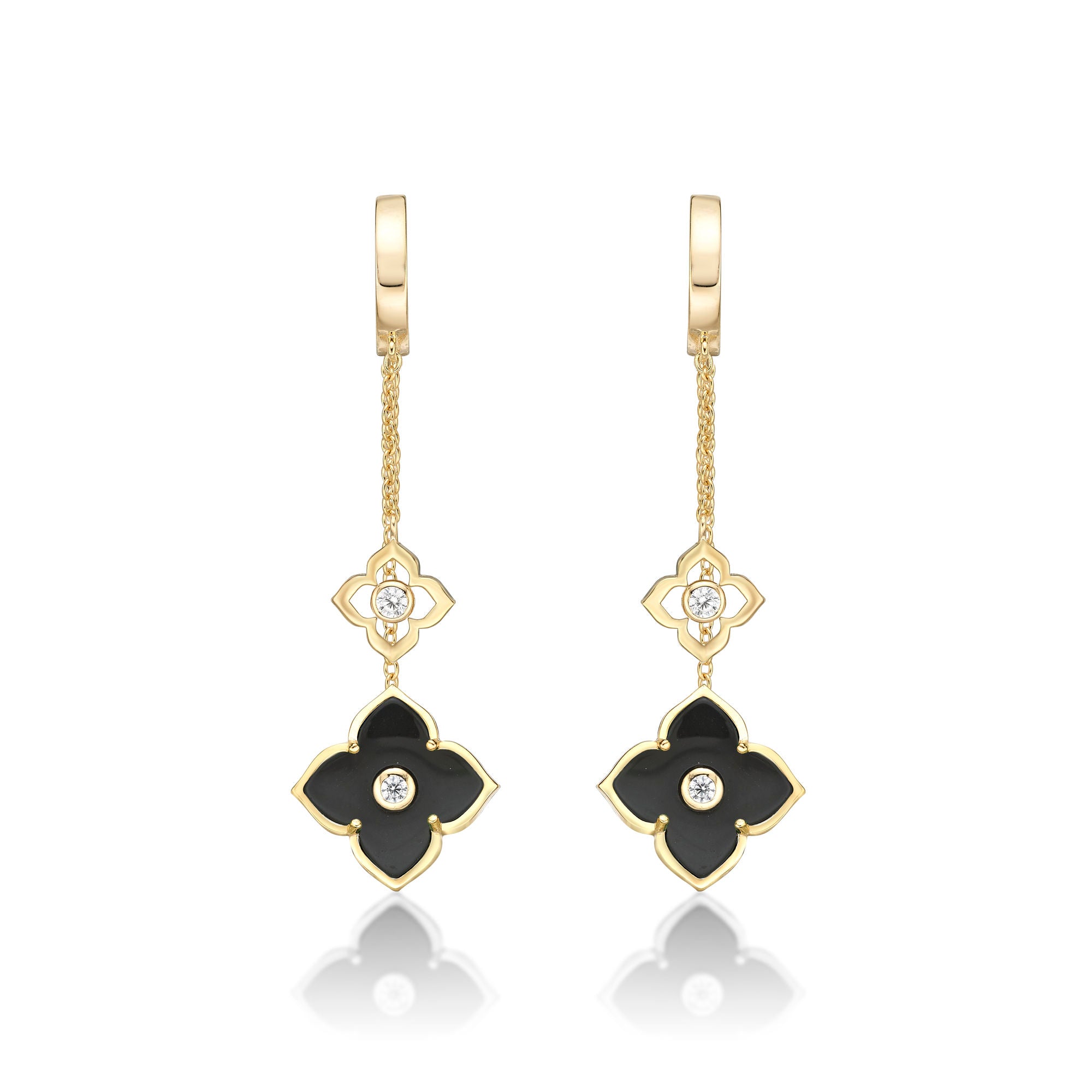 Flora Grand Double Flower Drop Huggie Earrings