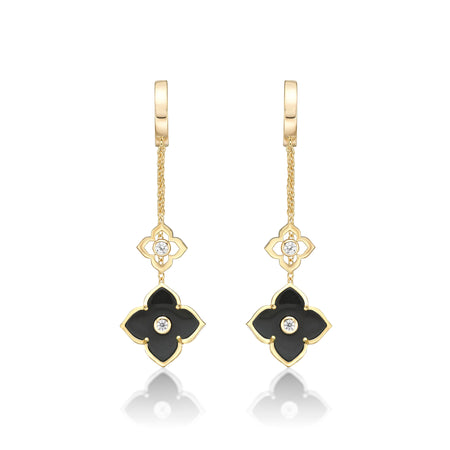 Flora Grand Double Flower Drop Huggie Earrings