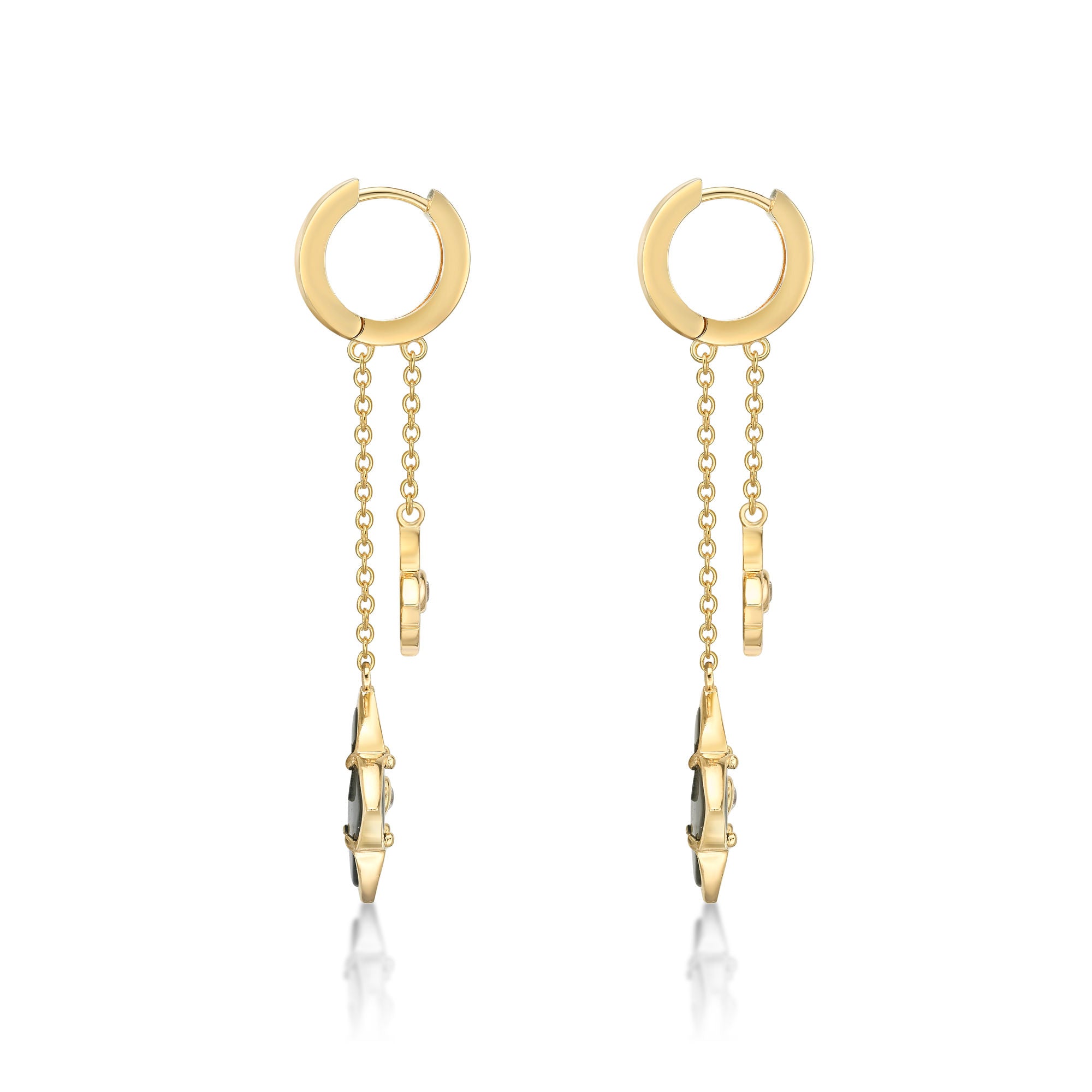 Flora Grand Double Flower Drop Huggie Earrings