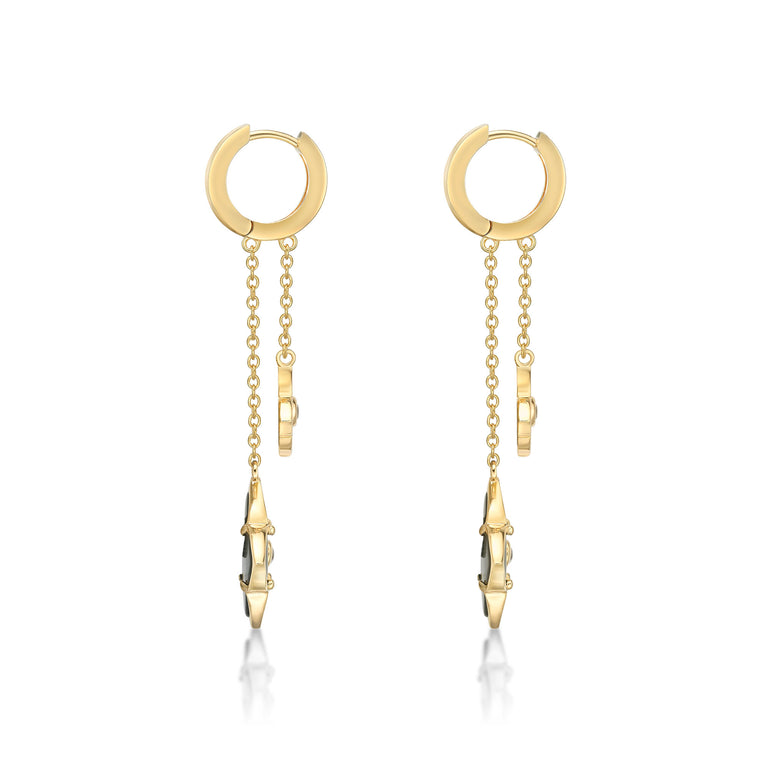 Flora Grand Double Flower Drop Huggie Earrings