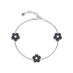 Adjustable Flower Station Bracelet in Sterling Silver