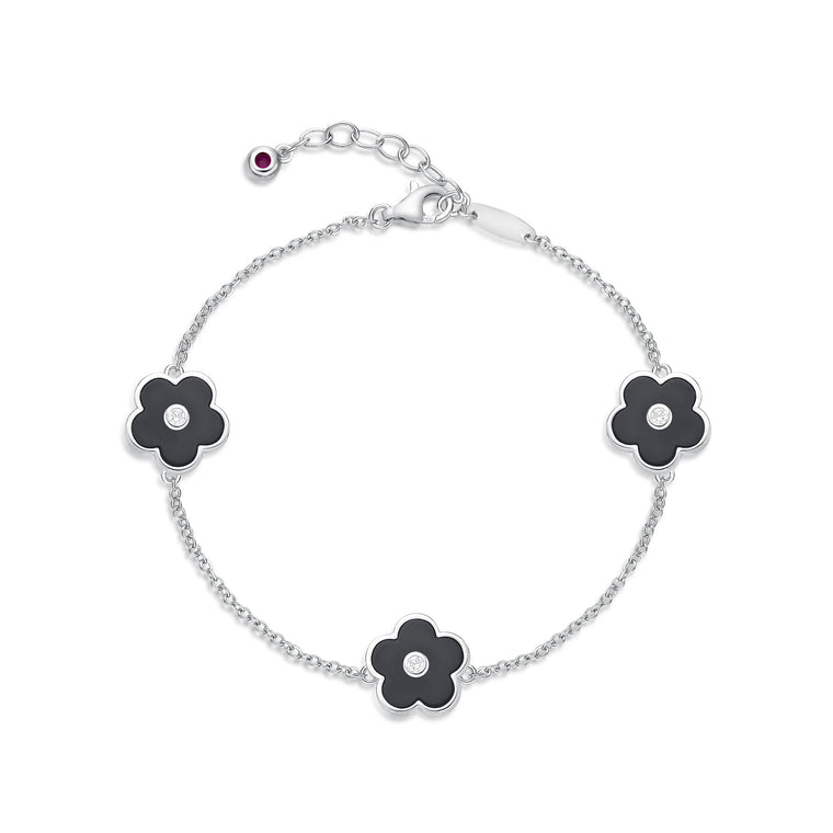 Adjustable Flower Station Bracelet in Sterling Silver