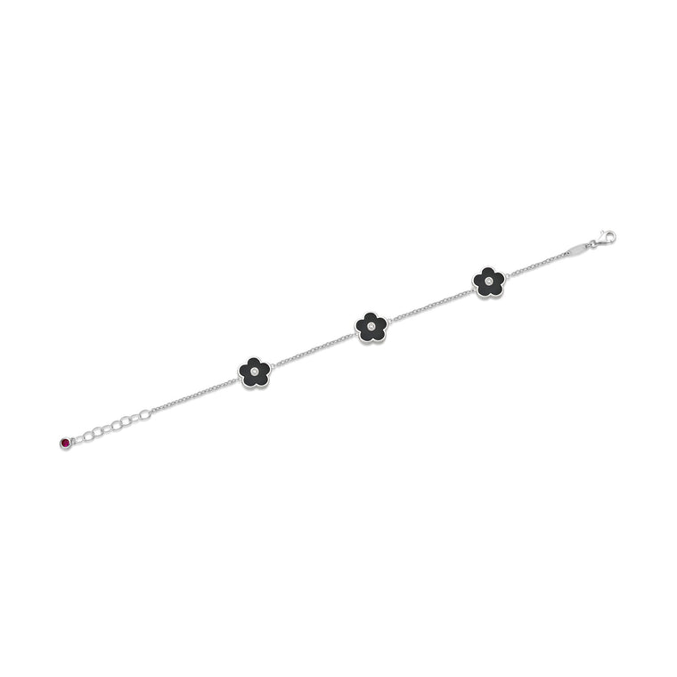 Adjustable Flower Station Bracelet in Sterling Silver