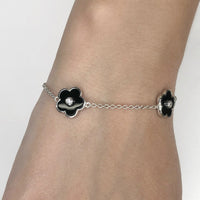Adjustable Flower Station Bracelet in Sterling Silver