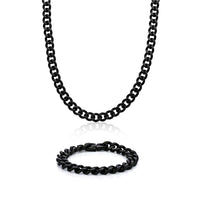 Thick Curb Chain Gift Set in Black Ion Plated Stainless Steel, 22"