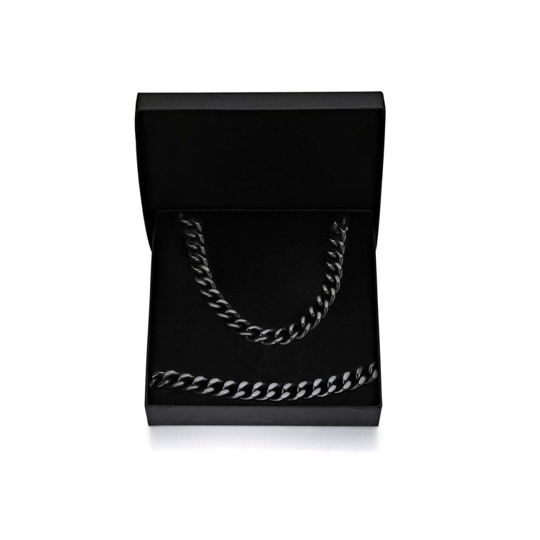 Thick Curb Chain Gift Set in Black Ion Plated Stainless Steel, 22"
