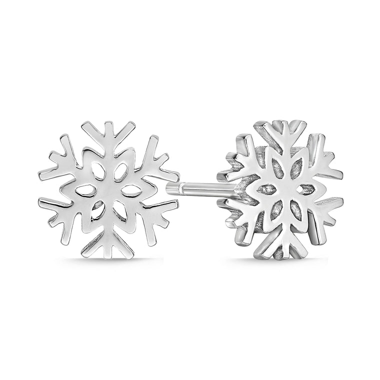 Snowflake Stud Earring in Sterling Silver