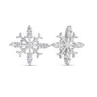 Cubic Zirconia Snowflake Stud Earring in Sterling Silver