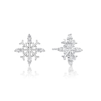 Cubic Zirconia Snowflake Stud Earring in Sterling Silver