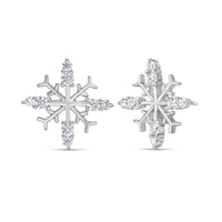 Cubic Zirconia Snowflake Stud Earring in Sterling Silver