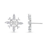 Cubic Zirconia Snowflake Stud Earring in Sterling Silver