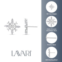 Cubic Zirconia Snowflake Stud Earring in Sterling Silver