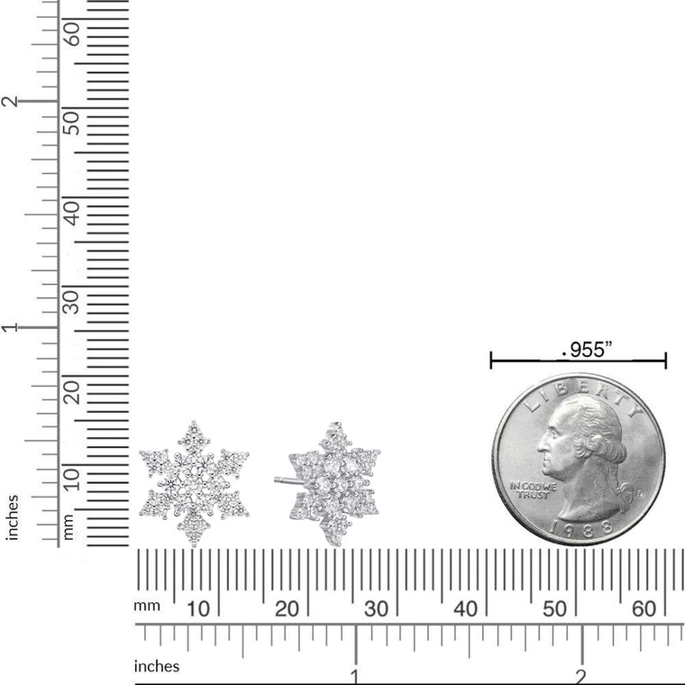 Cubic Zirconia Pointed Snowflake Stud Earring in Sterling Silver
