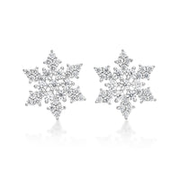 Cubic Zirconia Pointed Snowflake Stud Earring in Sterling Silver