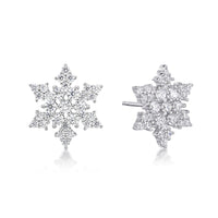 Cubic Zirconia Pointed Snowflake Stud Earring in Sterling Silver