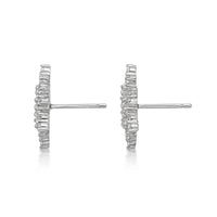 Cubic Zirconia Pointed Snowflake Stud Earring in Sterling Silver
