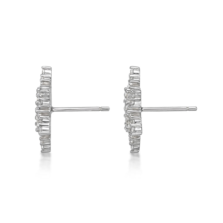 Cubic Zirconia Pointed Snowflake Stud Earring in Sterling Silver
