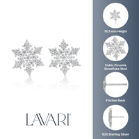 Cubic Zirconia Pointed Snowflake Stud Earring in Sterling Silver
