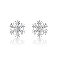 Cubic Zirconia Rounded Snowflake Stud Earring in Sterling Silver
