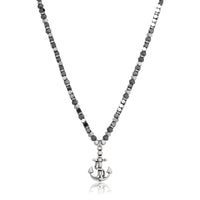 Mini Anchor Beaded Necklace in Stainless Steel