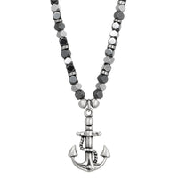 Mini Anchor Beaded Necklace in Stainless Steel