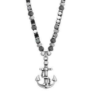 Mini Anchor Beaded Necklace in Stainless Steel